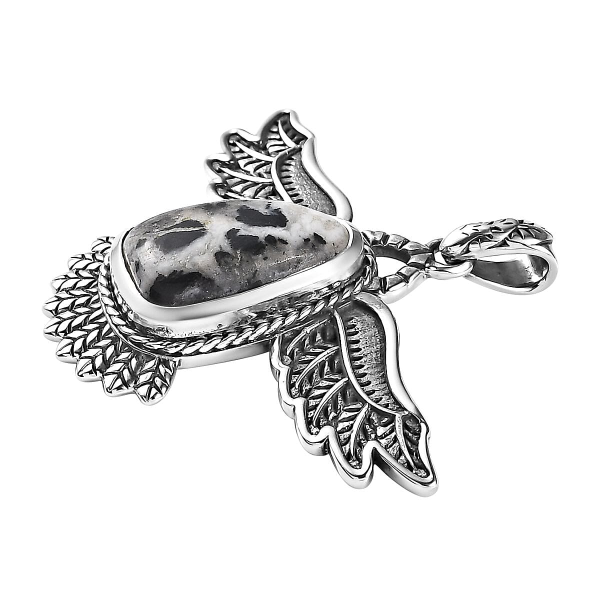 Artisan Crafted White Buffalo Eagle Pendant in Sterling Silver 7.75 ctw image number 3