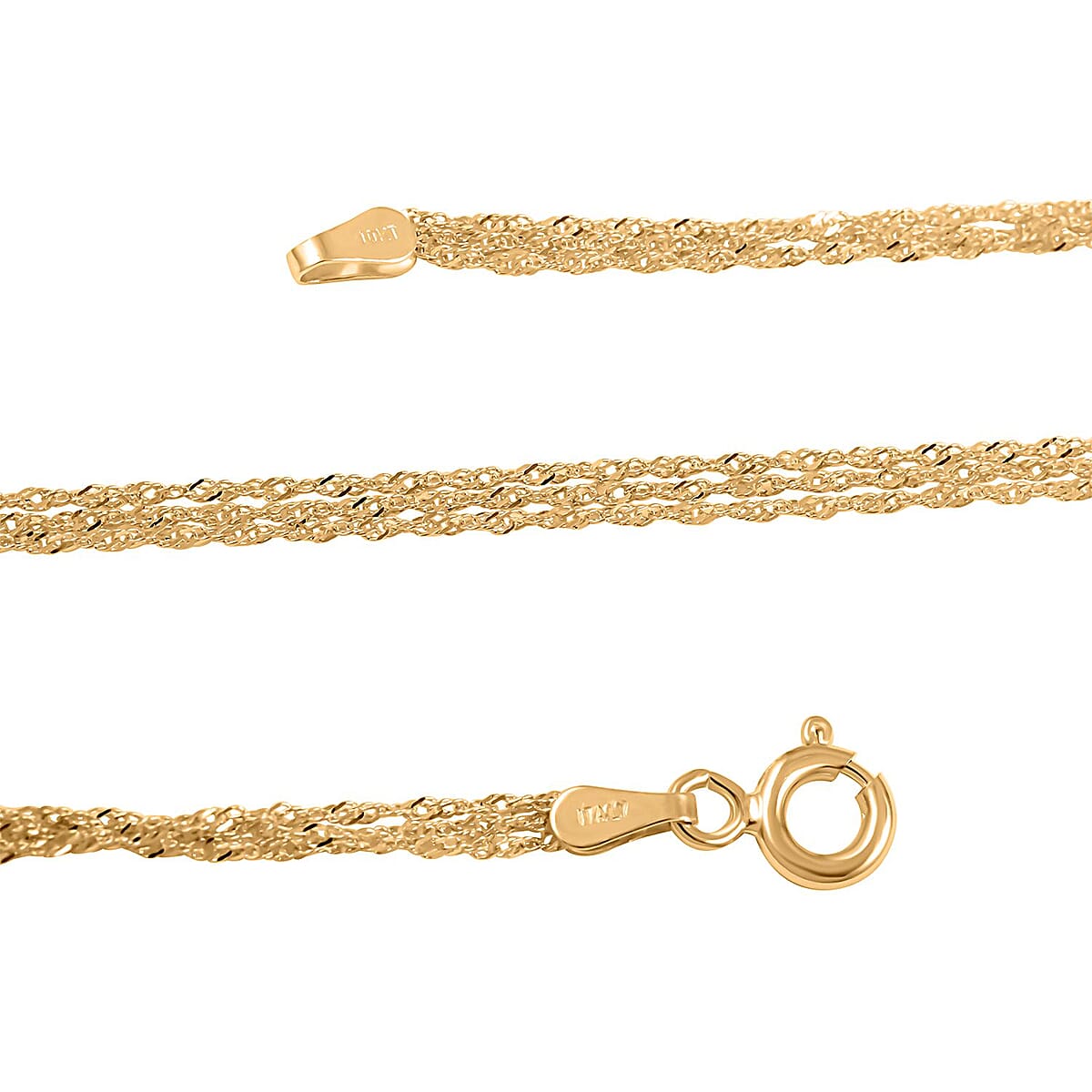Satinata Collezione Italian 10K Yellow Gold 3 Strand Necklace 18 Inches 1.95 Grams image number 3