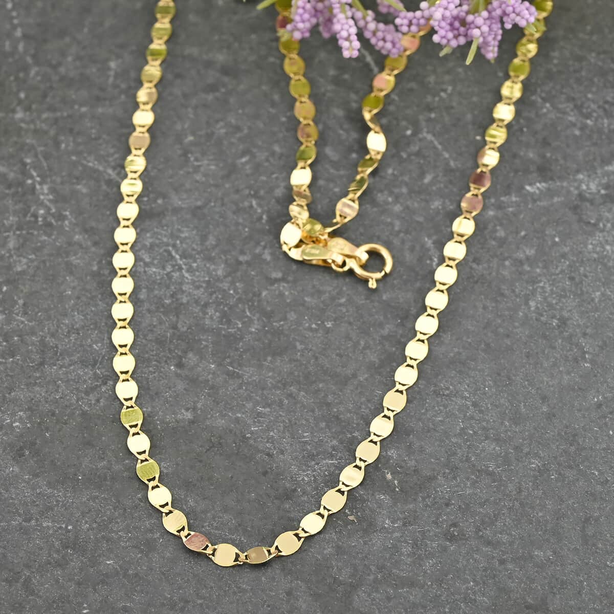 Grande Mirror Italian 10K Yellow Gold Necklace 18 Inches 2.30 Grams image number 1