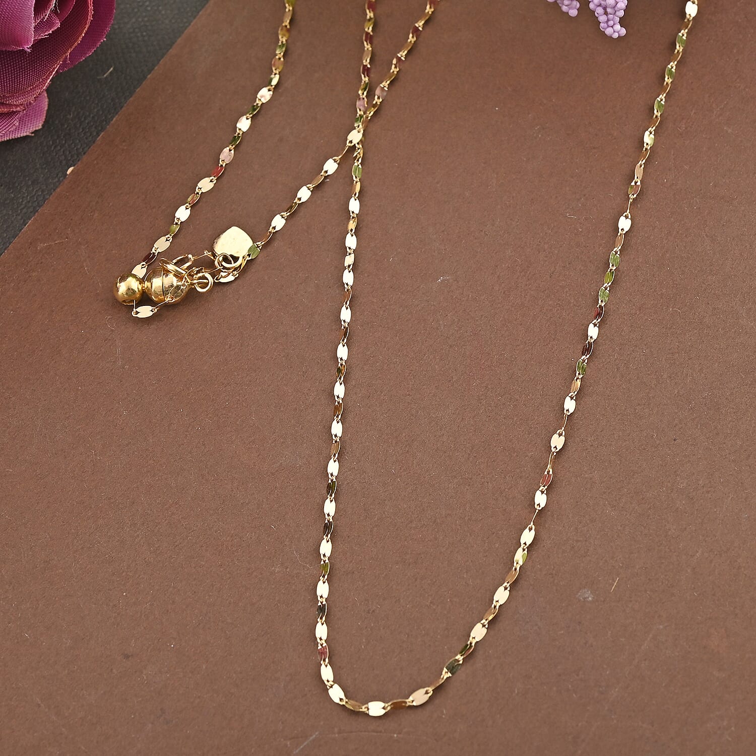 Italian 10K Yellow Gold Magnetic Clasp Necklace Adjustable up to 24 Inches 1.35 Grams