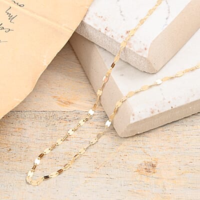 Luce Clover Italian 10K Yellow Gold Magnetic Clasp Necklace Adjustable up to 24 Inches 1.35 Grams