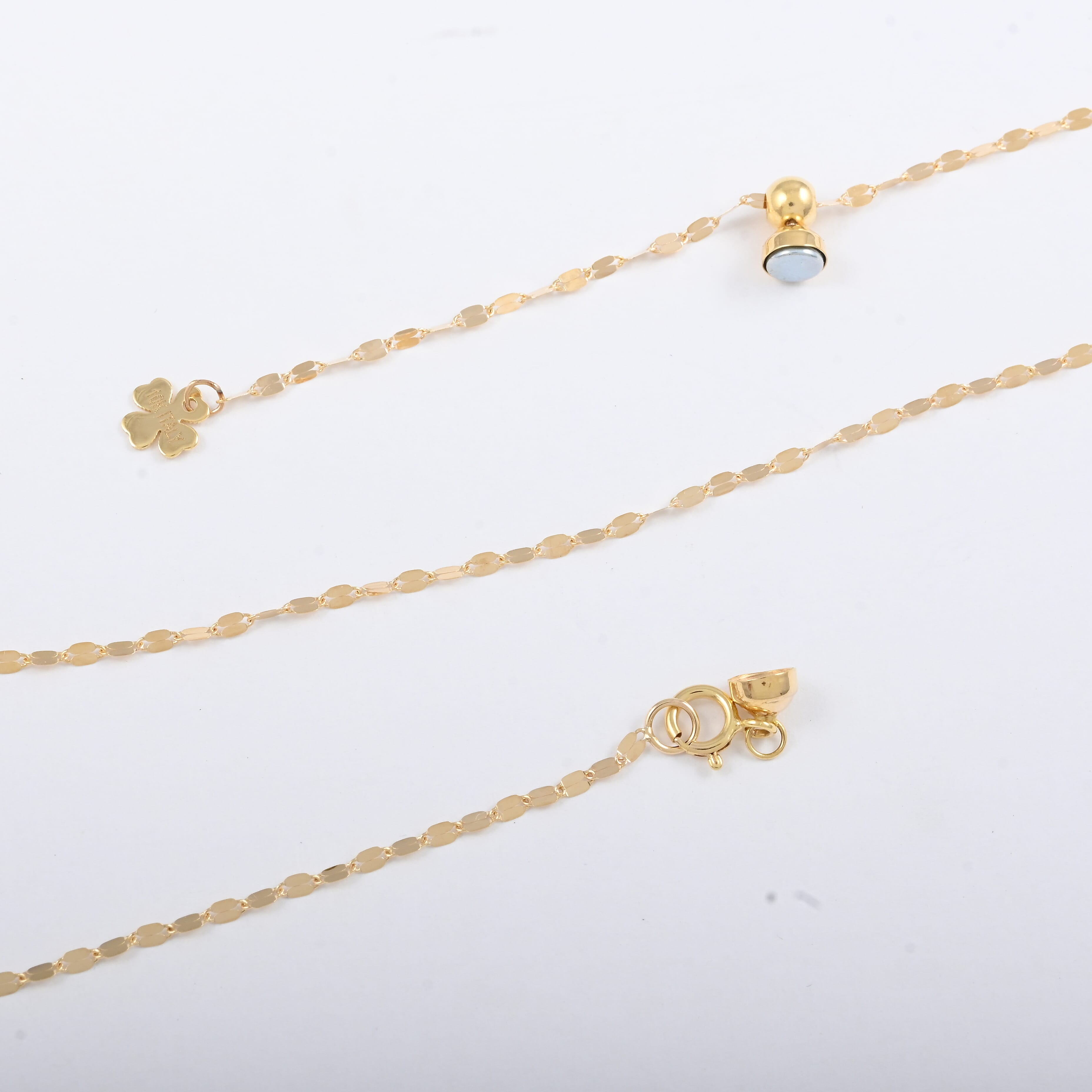 Luce Clover Italian 10K Yellow Gold Magnetic Clasp Necklace Adjustable up to 24 Inches 1.35 Grams