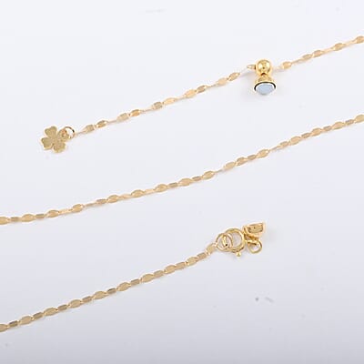 Luce Clover Italian 10K Yellow Gold Magnetic Clasp Necklace Adjustable up to 24 Inches 1.35 Grams