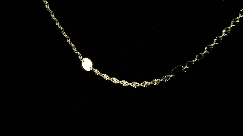 Sunburst Petali and Mirror Italian 10K Yellow Gold Station Necklace 18 Inches 1.90 Grams