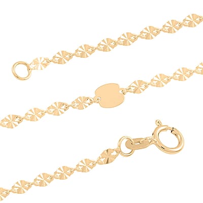 Sunburst Petali and Mirror Italian 10K Yellow Gold Station Necklace 18 Inches 1.90 Grams