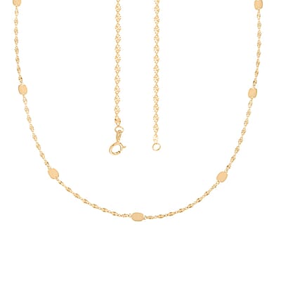 Sunburst Petali and Mirror Italian 10K Yellow Gold Station Necklace 18 Inches 1.90 Grams