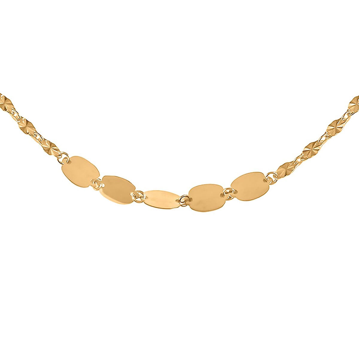 Sunburst Petali and Alternate Mirror Italian Station Necklace in 10K Yellow Gold 18 Inches 2.10 Grams image number 0