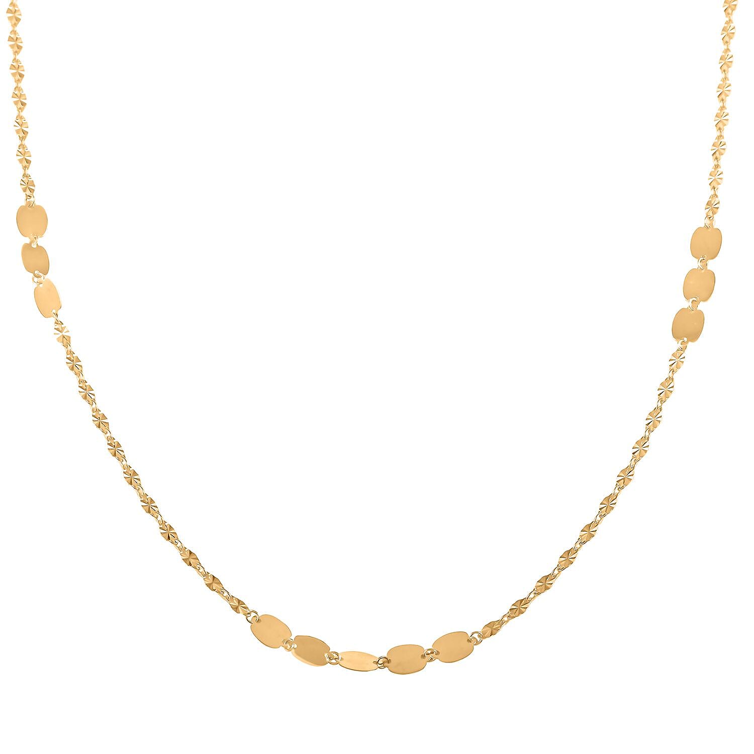 Sunburst Petali and Alternate Mirror Italian Station Necklace in 10K Yellow Gold 18 Inches 2.10 Grams
