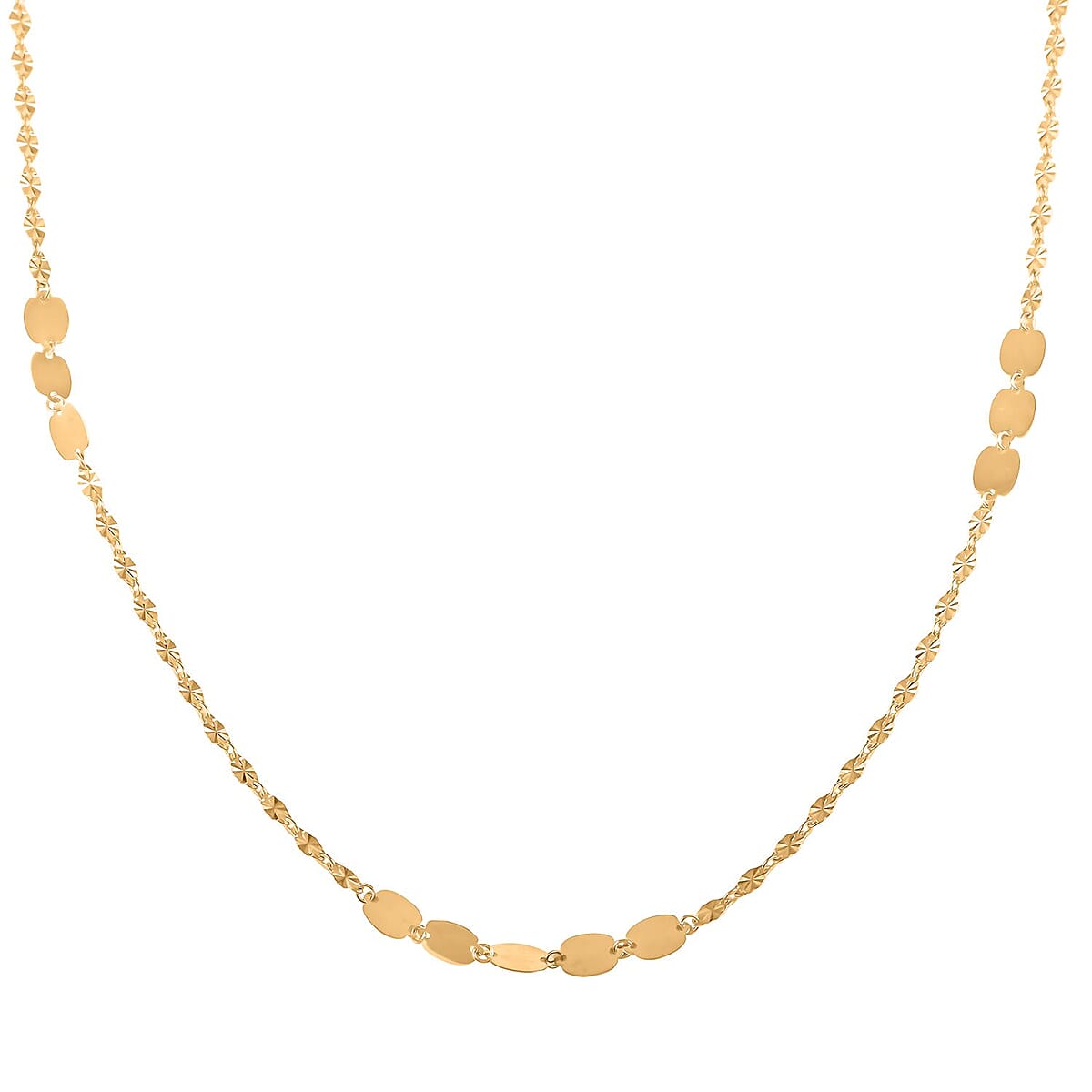 Sunburst Petali and Alternate Mirror Italian Station Necklace in 10K Yellow Gold 18 Inches 2.10 Grams image number 2