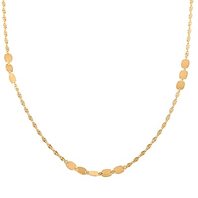Sunburst Petali and Alternate Mirror Italian Station Necklace in 10K Yellow Gold 18 Inches 2.10 Grams