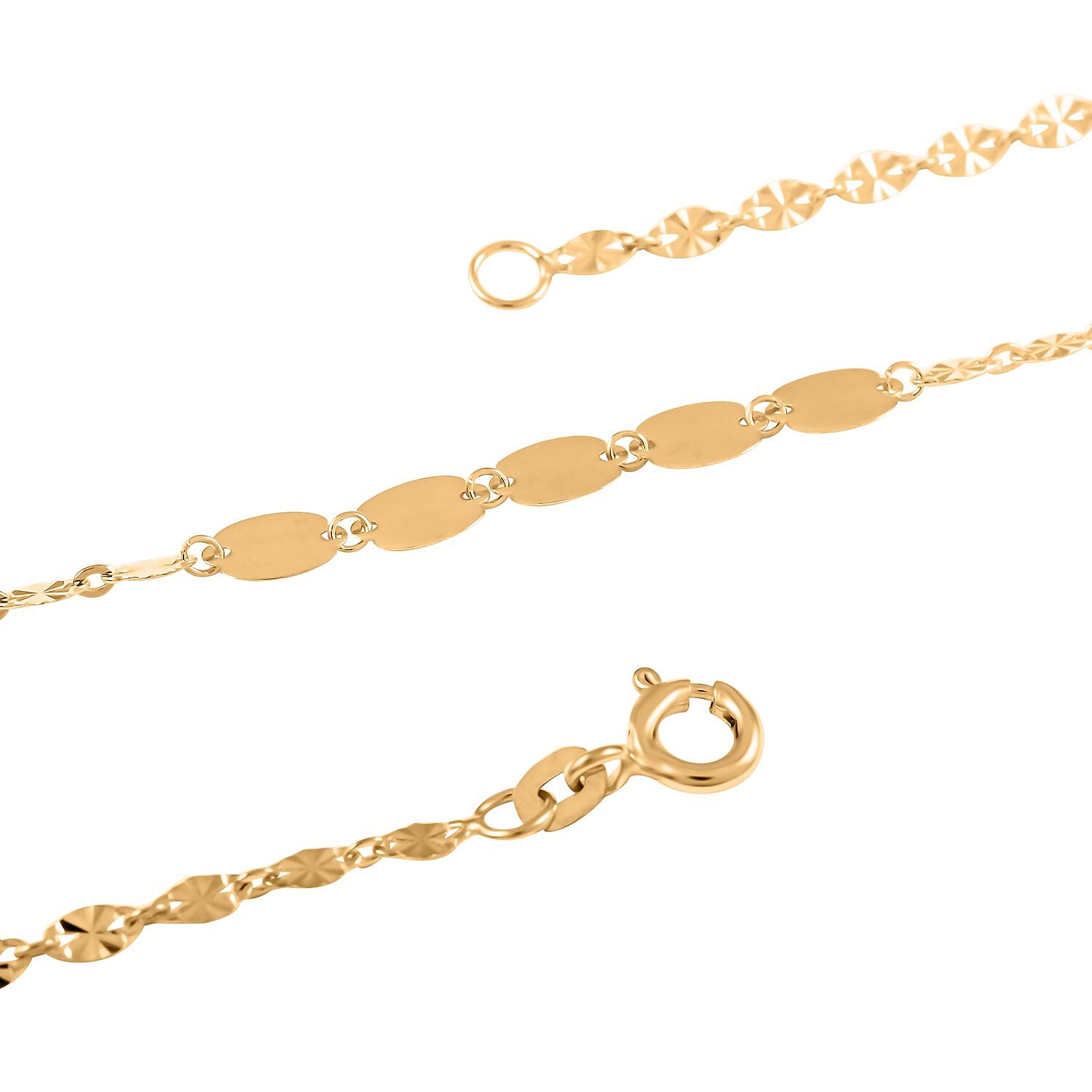 Sunburst Petali and Alternate Mirror Italian Station Necklace in 10K Yellow Gold 18 Inches 2.10 Grams