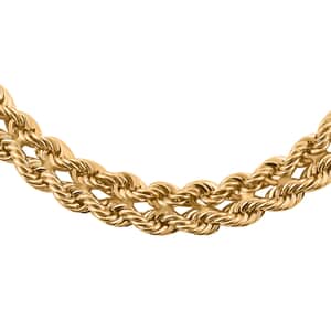 Italian 10K Yellow Gold 2 Strand Rope Necklace 18-20 Inches 9.50 Grams
