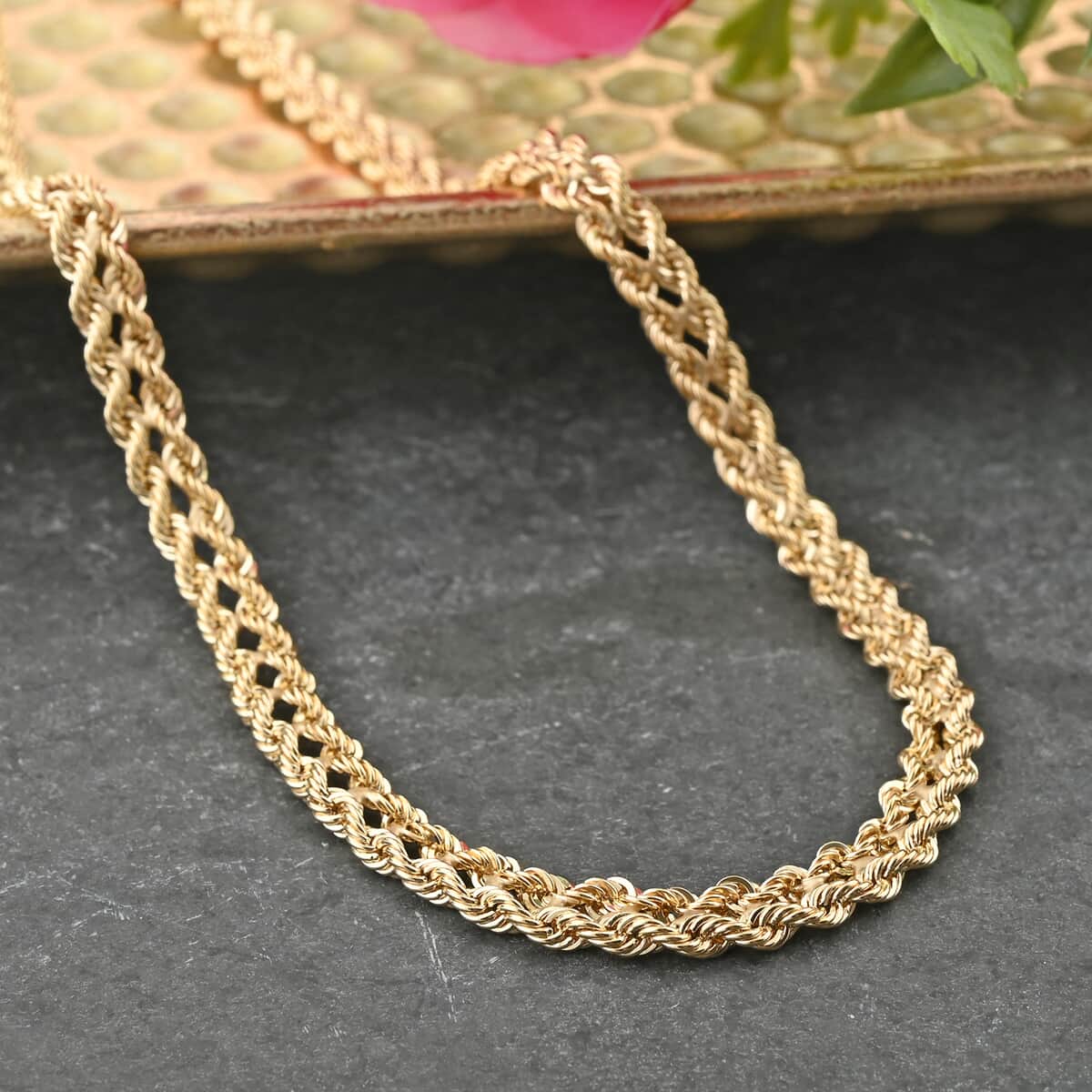 Buy Doorbuster 2 Strand Cuore Italian 10K Yellow Gold Rope Necklace 18 ...