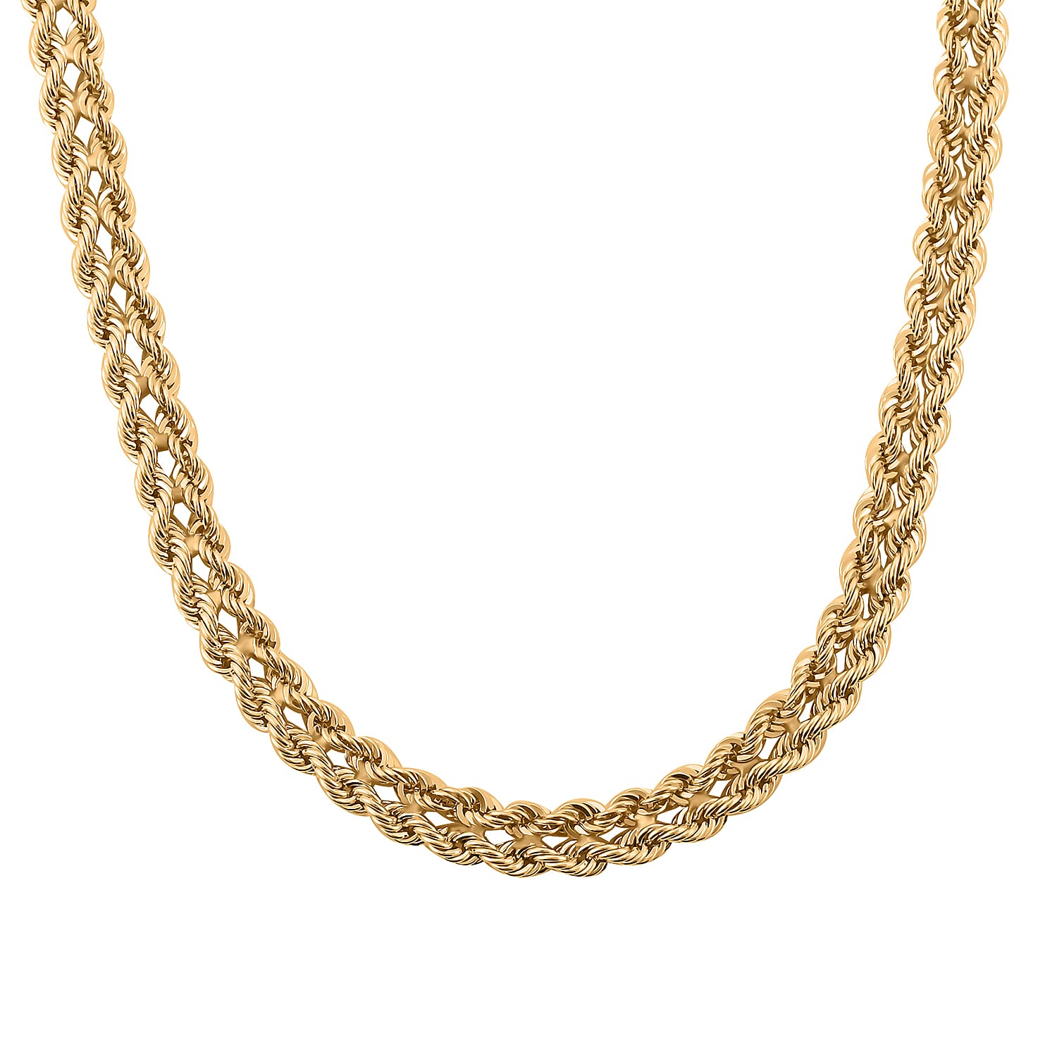 Italian 10K Yellow Gold 2 Strand Rope Necklace 18-20 Inches 9.50 Grams