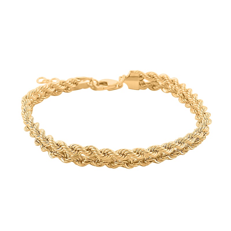 2 Strand Cuore Italian 10K Yellow Gold Rope Chain Bracelet (7.00-8.00In) 4.60 Grams