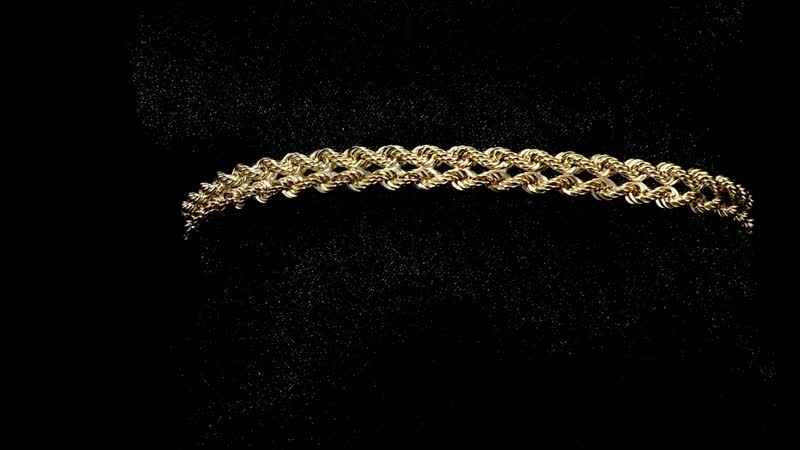 2 Strand Cuore Italian 10K Yellow Gold Rope Chain Bracelet (7.00-8.00In) 4.60 Grams