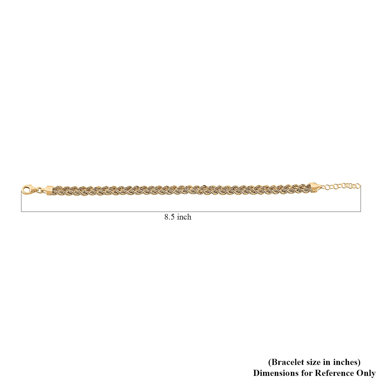 2 Strand Cuore Italian 10K Yellow Gold Rope Chain Bracelet (7.00-8.00In) 4.60 Grams