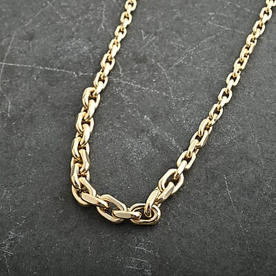 Graduate Faceted Rolo Italian 10K Yellow Gold Necklace 18-20 Inches 9.80 Grams