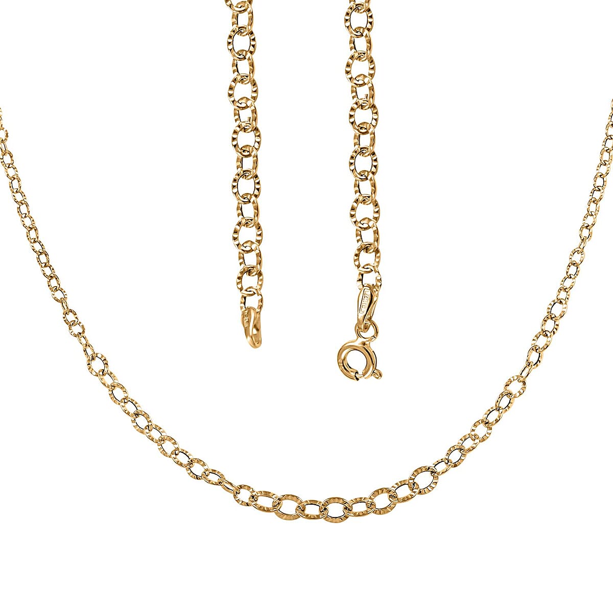 Graduate Sunburst Rolo Italian 10K Yellow Gold Necklace 20 Inches 1.75 Grams image number 4