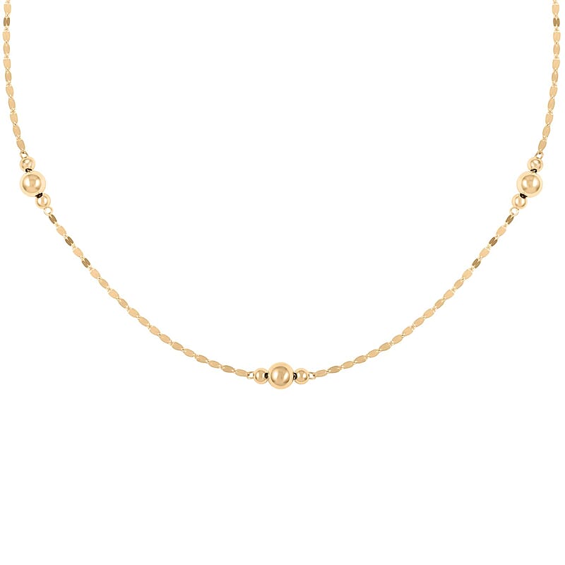 Bolle Oro Italian 14K Yellow Gold Station Necklace 18 Inches 1.25 Grams