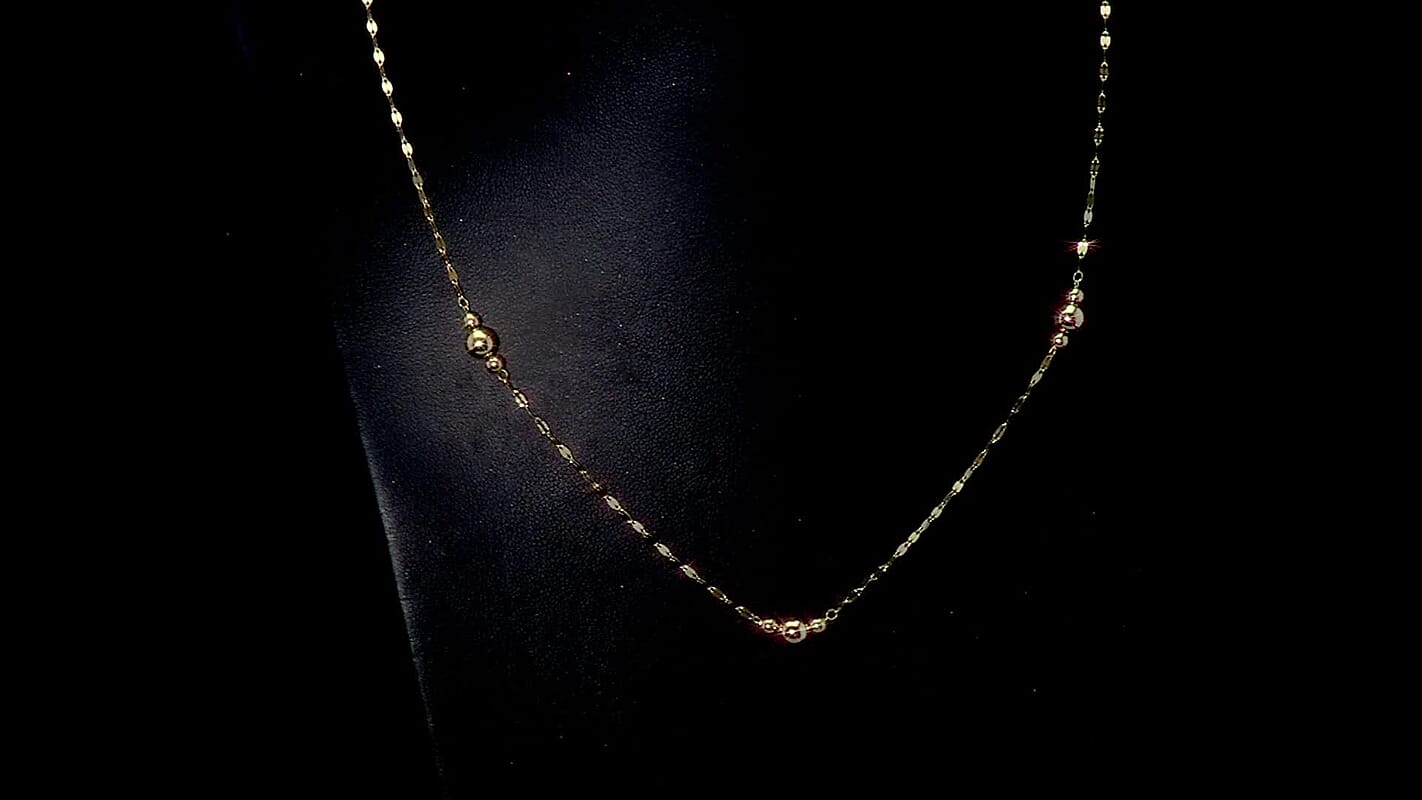 Bolle Oro Italian 14K Yellow Gold Station Necklace 18 Inches 1.25 Grams