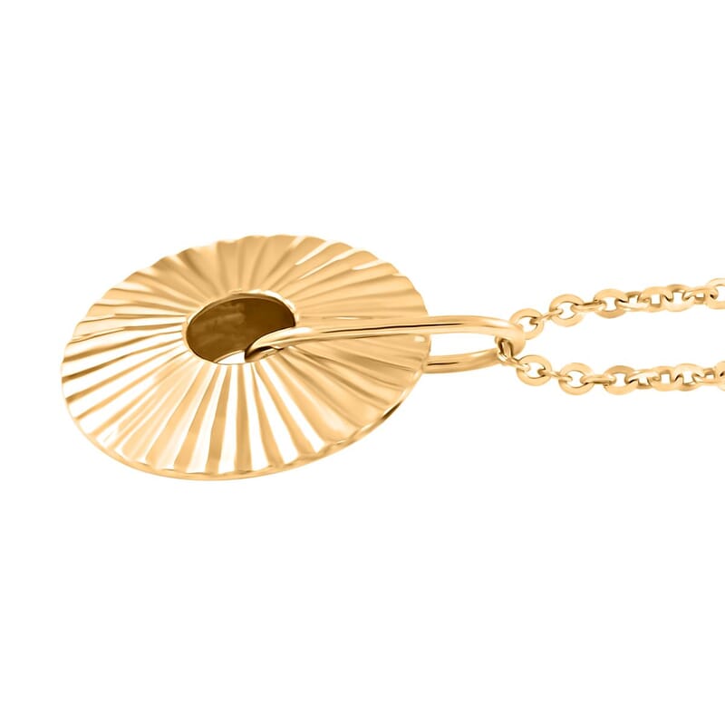 Italian 10K Yellow Gold Diamond-Cut Disc Necklace 18-20 Inches 2.60 Grams