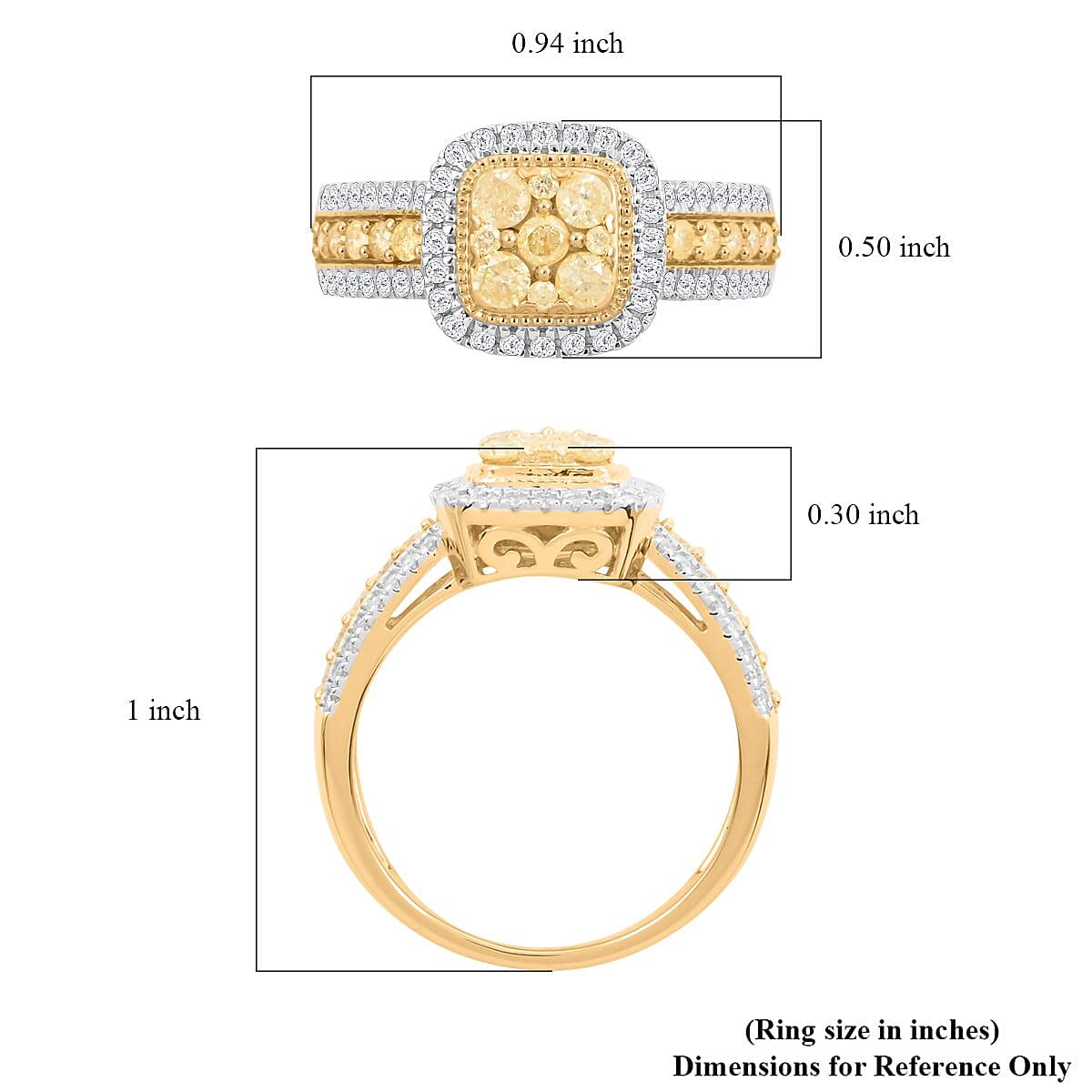 Buy Natural Yellow and White Diamond Ring in 14K Yellow Gold