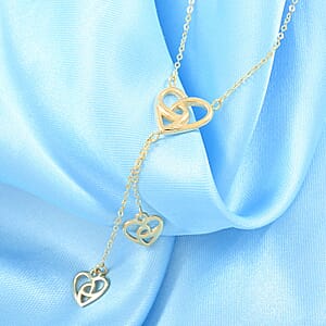 Triplet Diamond-Cut Hearts Italian 10K Yellow Gold Necklace 18-20 Inches 2.21 Grams