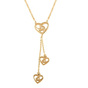 Triplet Diamond-Cut Hearts Italian 10K Yellow Gold Necklace 18-20 Inches 2.21 Grams