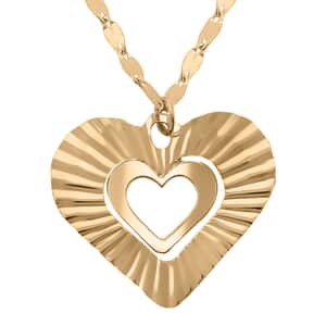 Sunburst Heart Italian 10K Yellow Gold Pendant Necklace 18-20 Inches 1.35 Grams