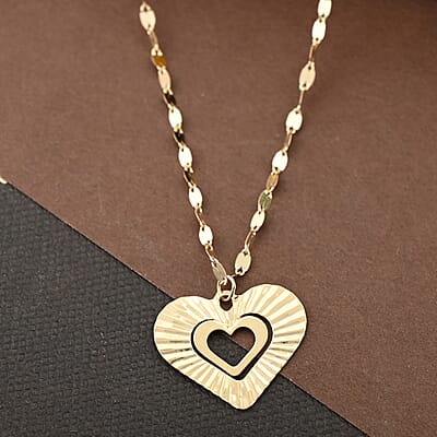 Sunburst Heart Italian 10K Yellow Gold Pendant Necklace 18-20 Inches 1.35 Grams