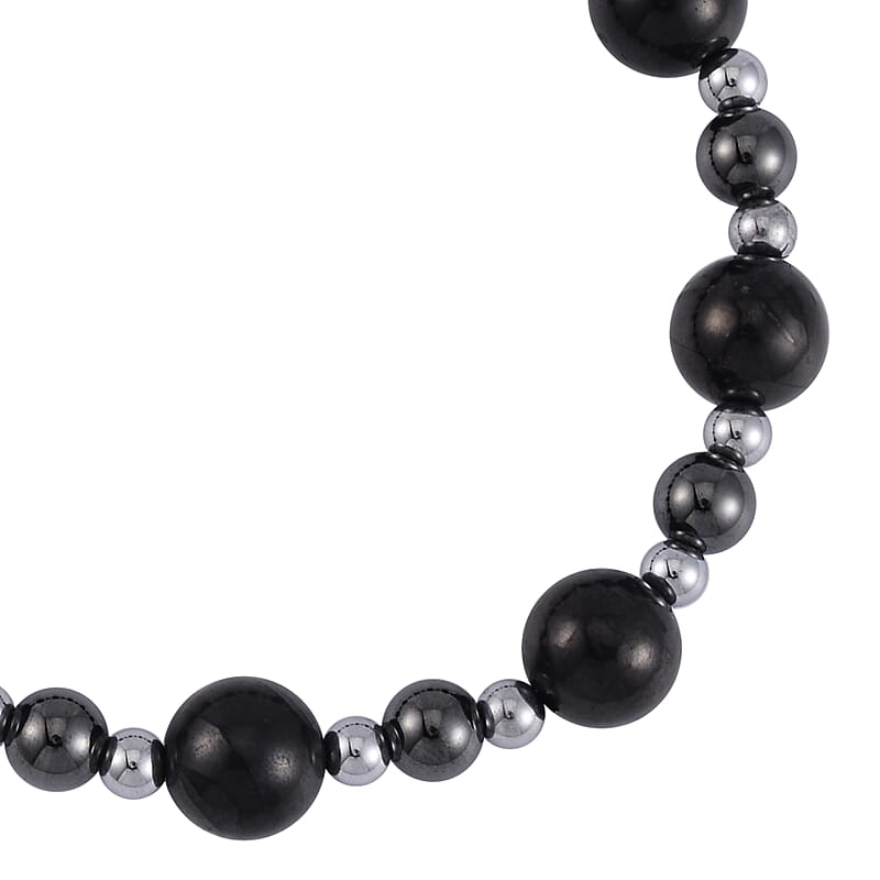 Shungite and Magnetic Hematite 103.50 ctw Beaded Stretch Bracelet