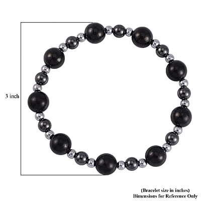 Shungite and Magnetic Hematite 103.50 ctw Beaded Stretch Bracelet