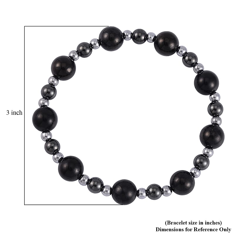 Shungite and Magnetic Hematite 103.50 ctw Beaded Stretch Bracelet