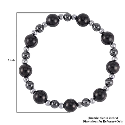 Shungite and Magnetic Hematite 103.50 ctw Beaded Stretch Bracelet
