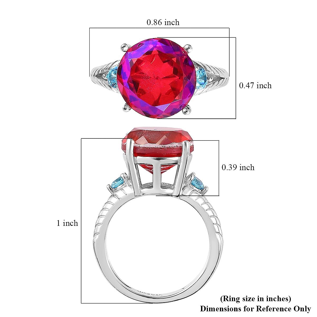 Karis Volcanic Quartz (Triplet) and Simulated Blue Diamond Ring in Platinum Bond (Size 10.0) 6.00 ctw image number 5