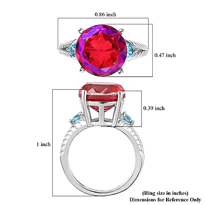 Karis Volcanic Quartz (Triplet) and Simulated Blue Diamond Ring in Platinum Bond (Size 10.0) 6.00 ctw