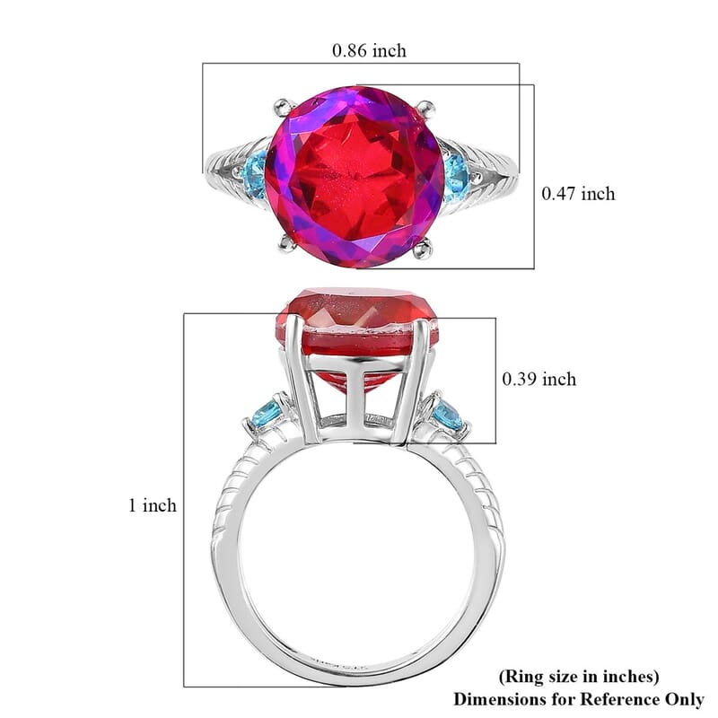 Karis Volcanic Quartz (Triplet) and Simulated Blue Diamond Ring in Platinum Bond (Size 5.0) 6.00 ctw