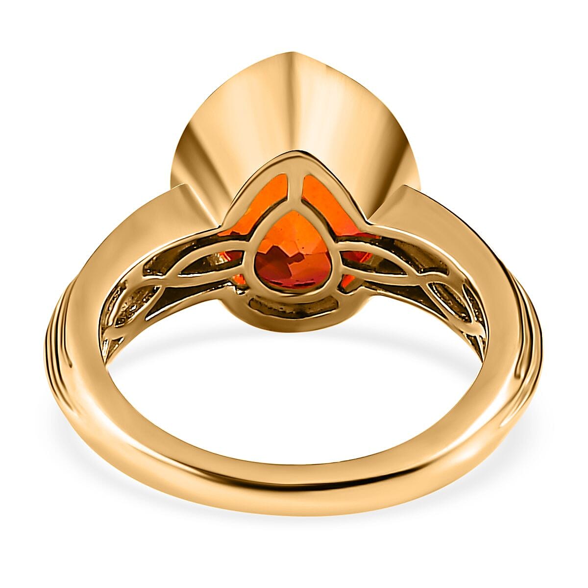 Padparadscha Triplet Quartz 3.70 ctw Ring in 18K Vermeil Yellow Gold Over Sterling Silver (Size 11.5)