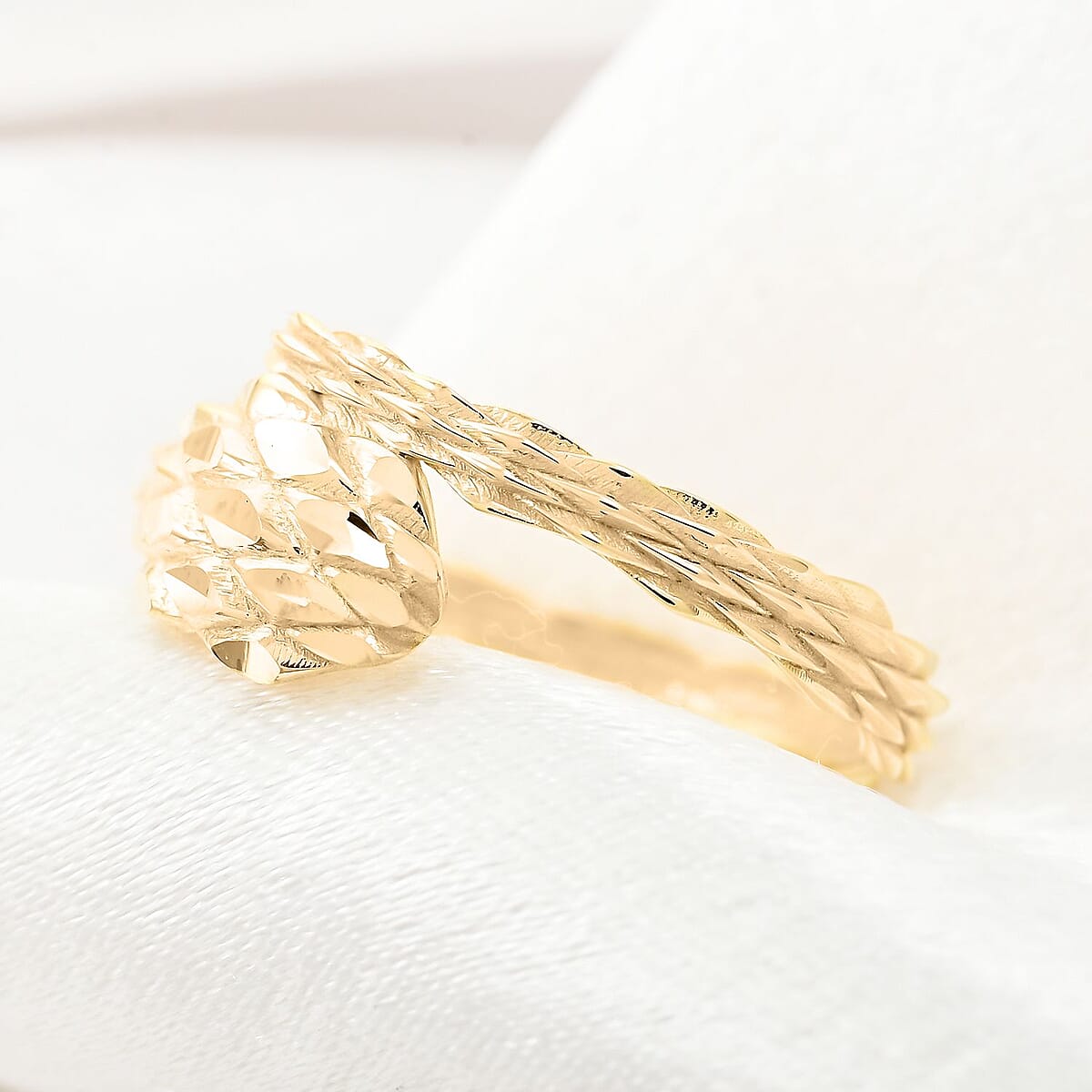 Italian 10K Yellow Gold Diamond-Cut Snake Graduated Ring 1.85 Grams image number 1