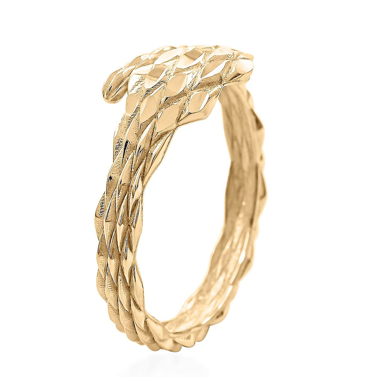 Italian 10K Yellow Gold Diamond-Cut Snake Graduated Ring 1.85 Grams image number 3