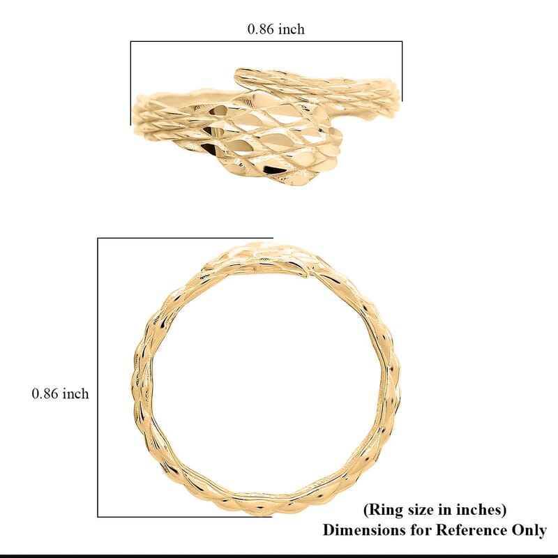 Italian 10K Yellow Gold Diamond-Cut Snake Graduated Ring (Size 10.0) 1.85 Grams