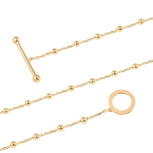 T Bar Beaded Station Italian 10K Yellow Gold Necklace 18 Inches 3.5 Grams