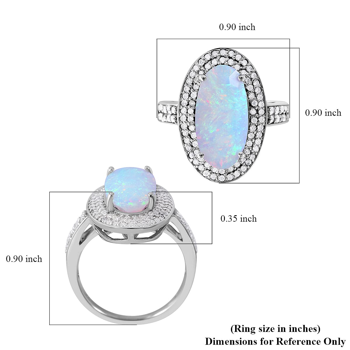 AAA Ethiopian Welo Opal and Moissanite Double Halo Ring in Platinum Over Sterling Silver (Size 6.0) 3.75 ctw