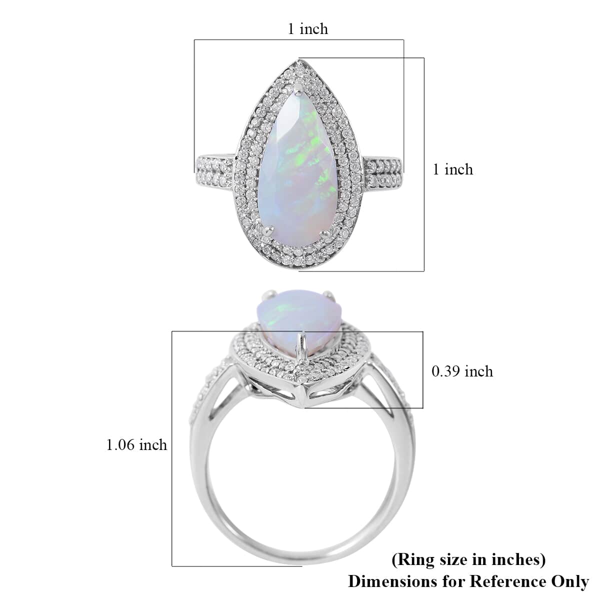 AAA Ethiopian Welo Opal and Moissanite Double Halo Ring in Platinum Over Sterling Silver (Size 6.0) 3.35 ctw image number 4