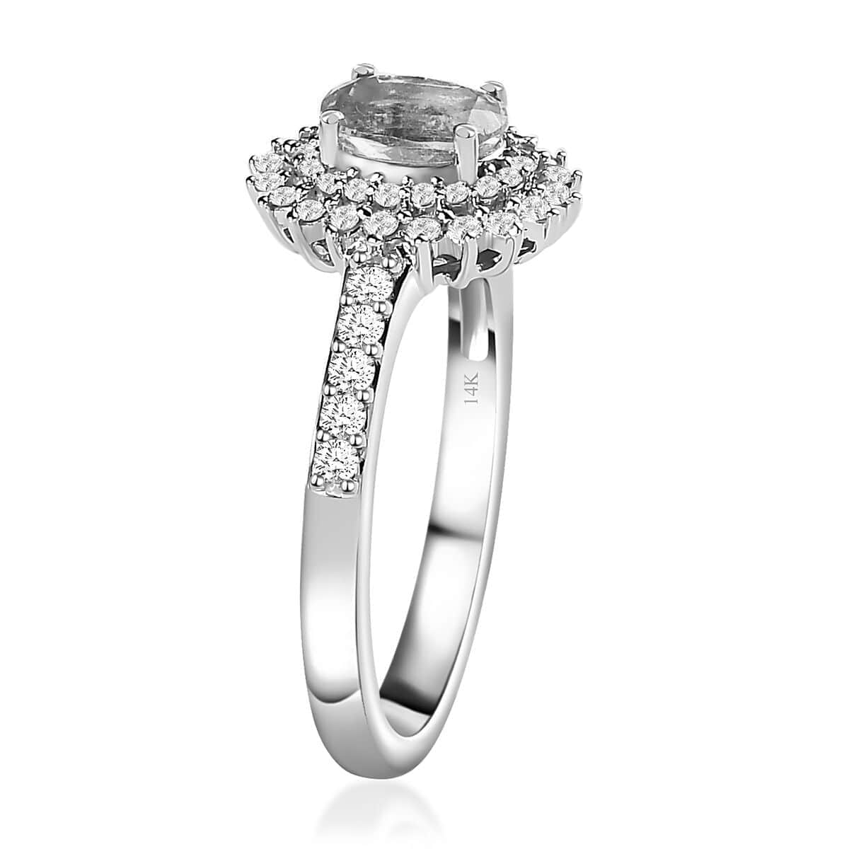 Luxoro 14K White Gold AAA Boyaca Colombian Emerald and G-H I2 Diamond Sunburst Ring (Size 6.0) 0.85 ctw image number 3