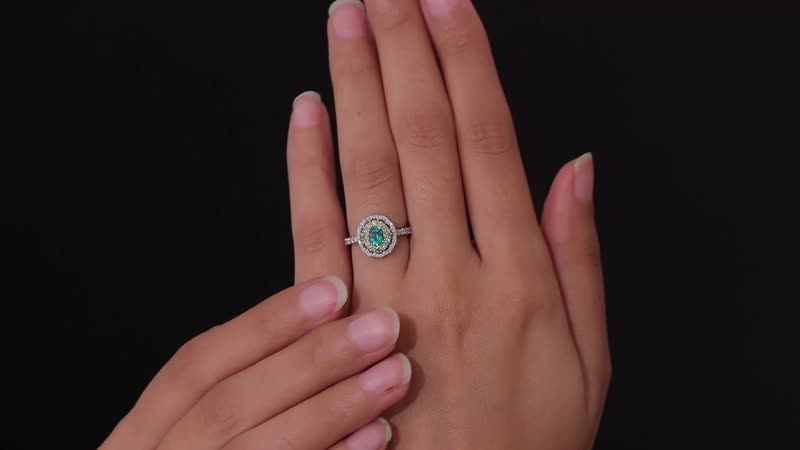 Doorbuster Luxoro 14K White Gold AAA Boyaca Colombian Emerald, I2 Natural Yellow and White Diamond Double Halo Ring (Size 10.0) 1.15 ctw