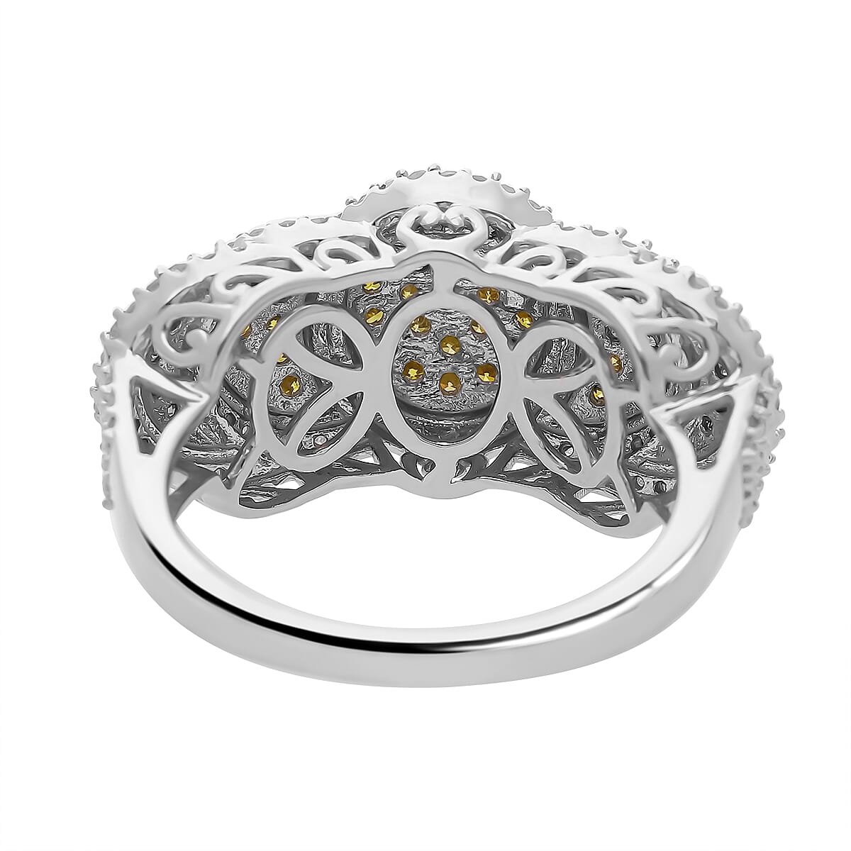Yellow and White Diamond 1.00 ctw Ring in 18K Vermeil Yellow Gold Over Sterling Silver (Size 10.0)