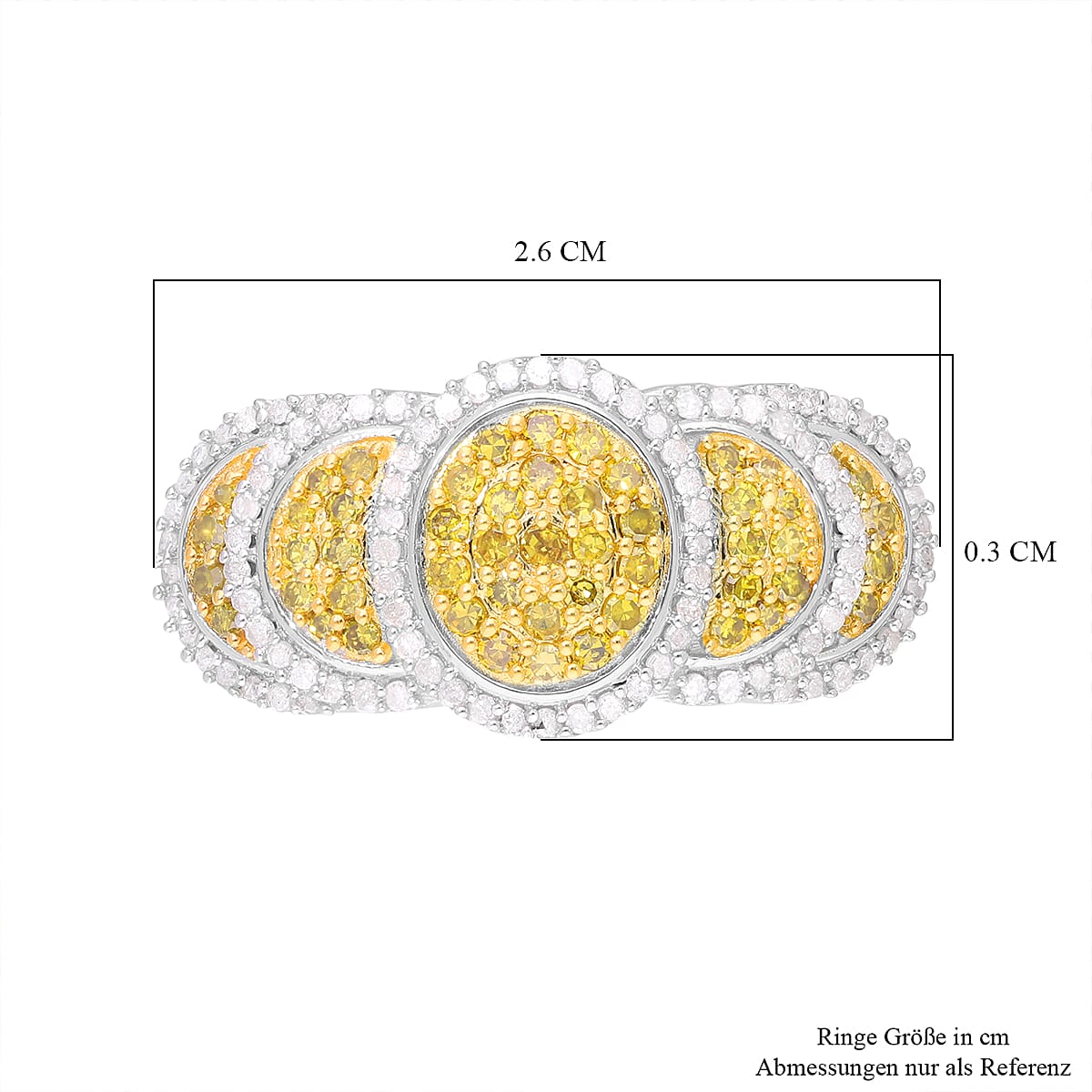 Yellow and White Diamond 1.00 ctw Ring in 18K Vermeil Yellow Gold Over Sterling Silver (Size 10.0)