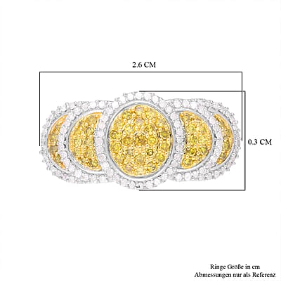 Yellow and White Diamond 1.00 ctw Ring in 18K Vermeil Yellow Gold Over Sterling Silver (Size 10.0)
